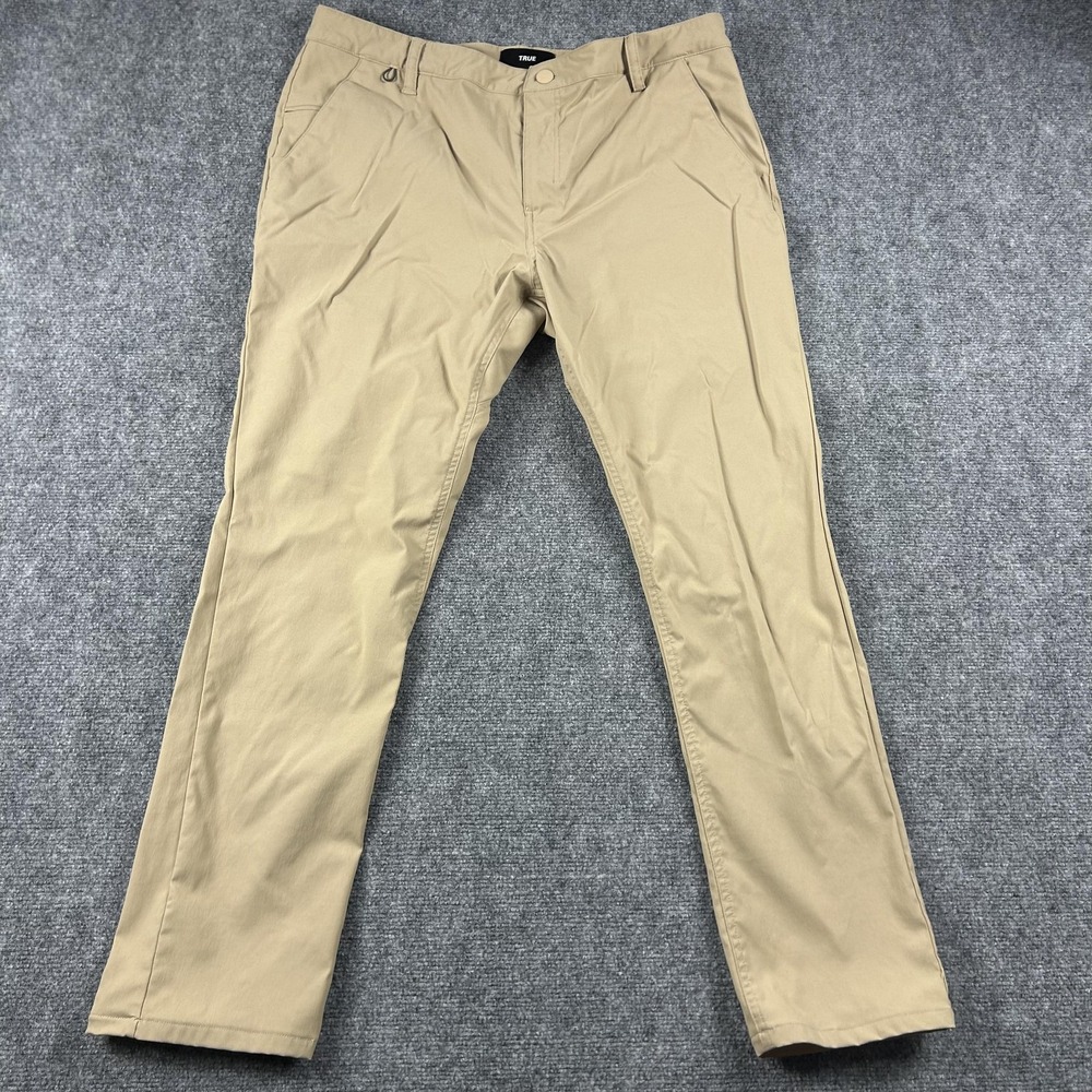 TRUE Linkswear All Day Chino Pants Mens 38x32 Beige Slim Straight Golf Casual‎